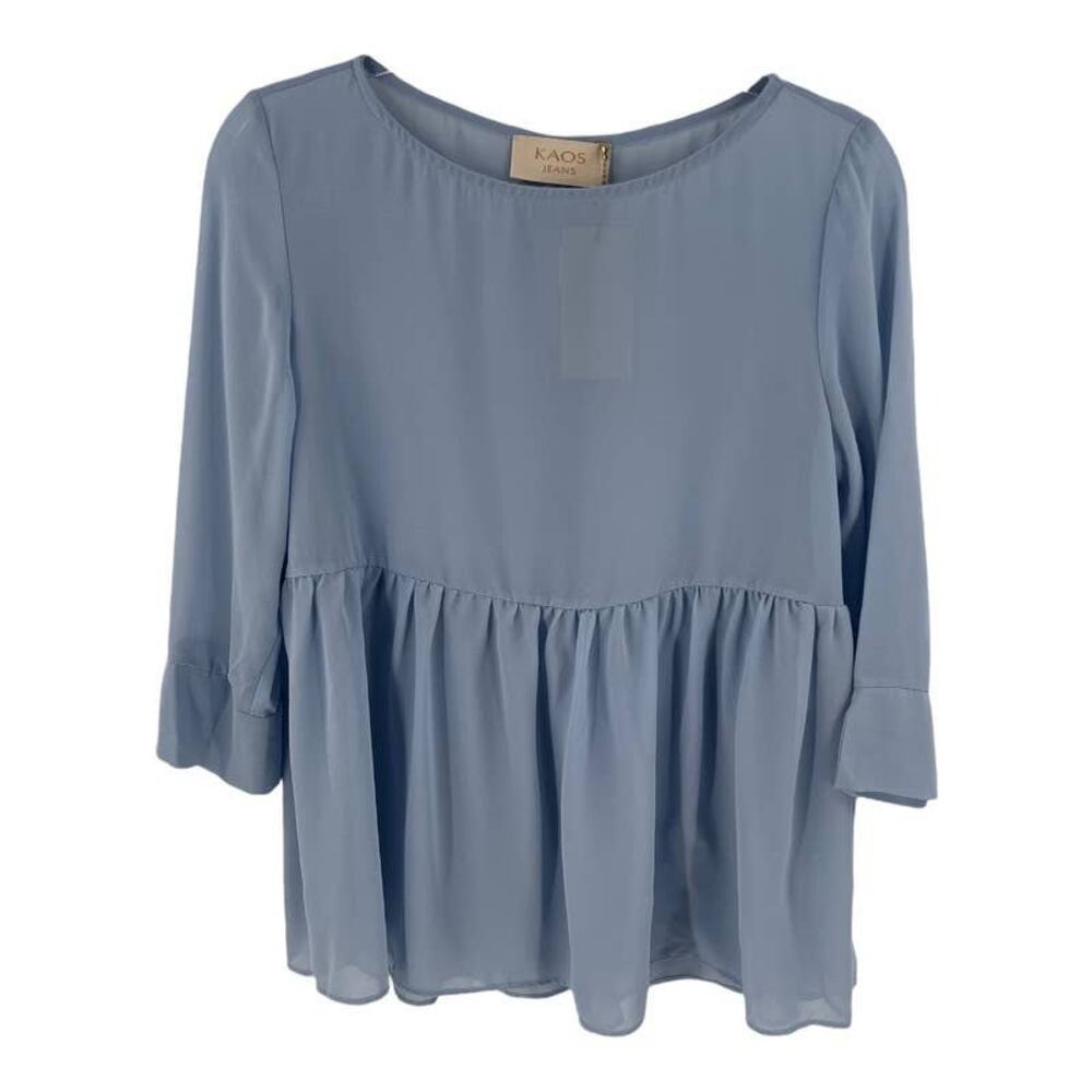 Yoox Kaos Jeans Blouse Sky Blue Lightweight Ruffle Women's Size 8 / L NEW